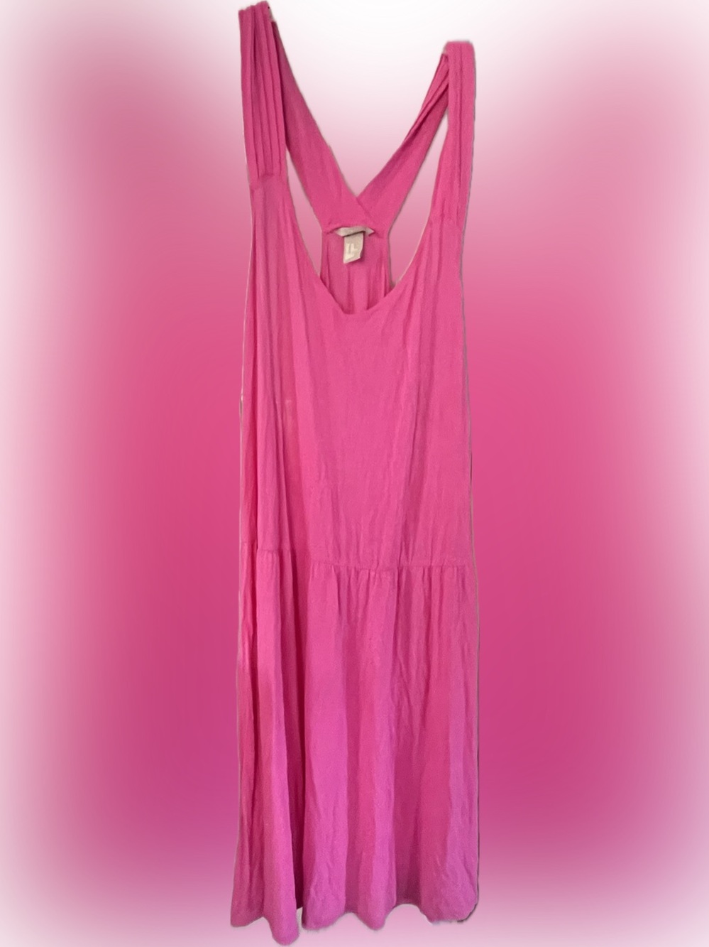 H&M Hot Pink Sleeveless Sun Dress NWOT Loose Fitting Neck Beach Summer Coverup